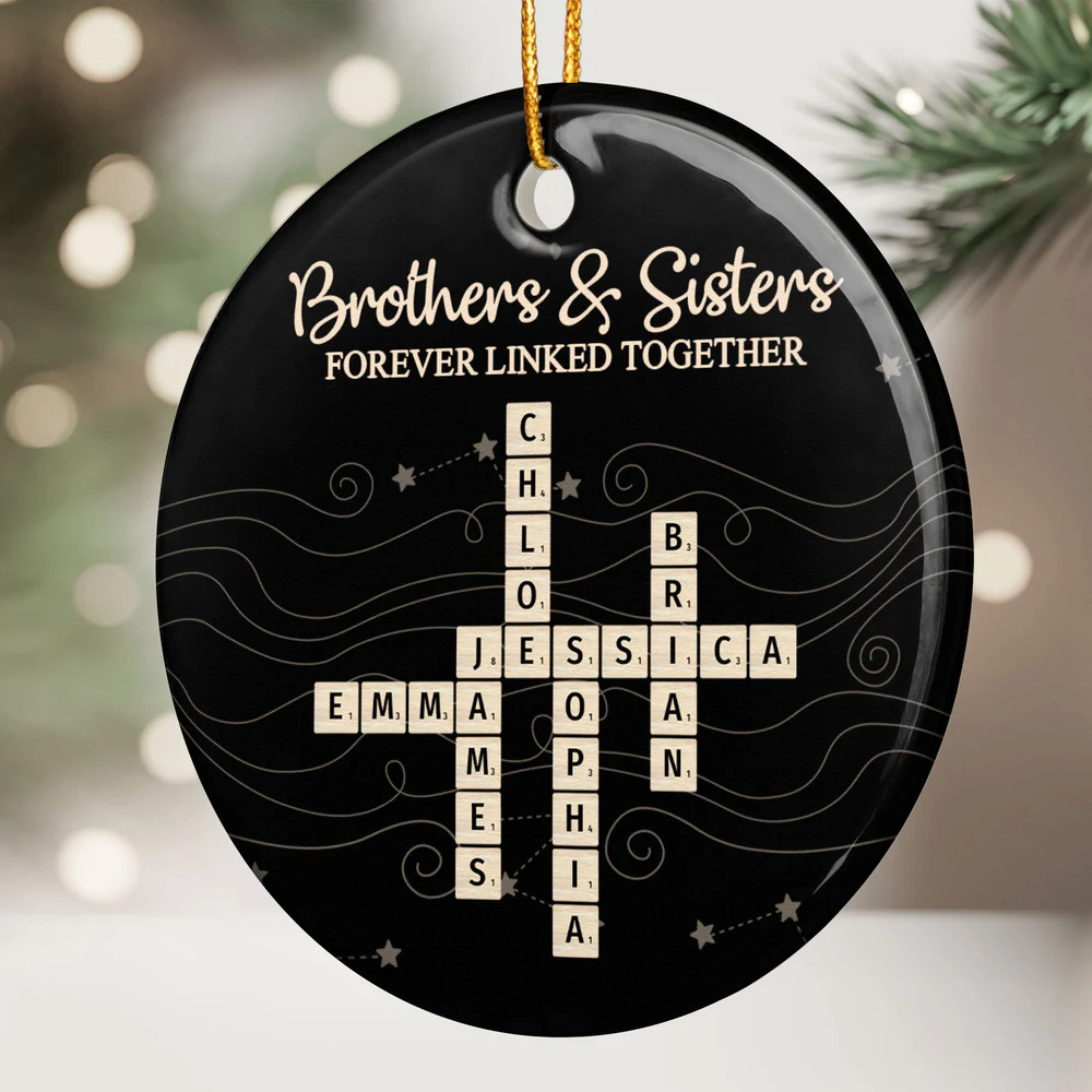 Brothers & Sisters Forever Linked Together New Version - Personalized Acrylic Ornament