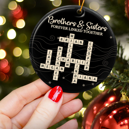 Brothers & Sisters Forever Linked Together New Version - Personalized Acrylic Ornament