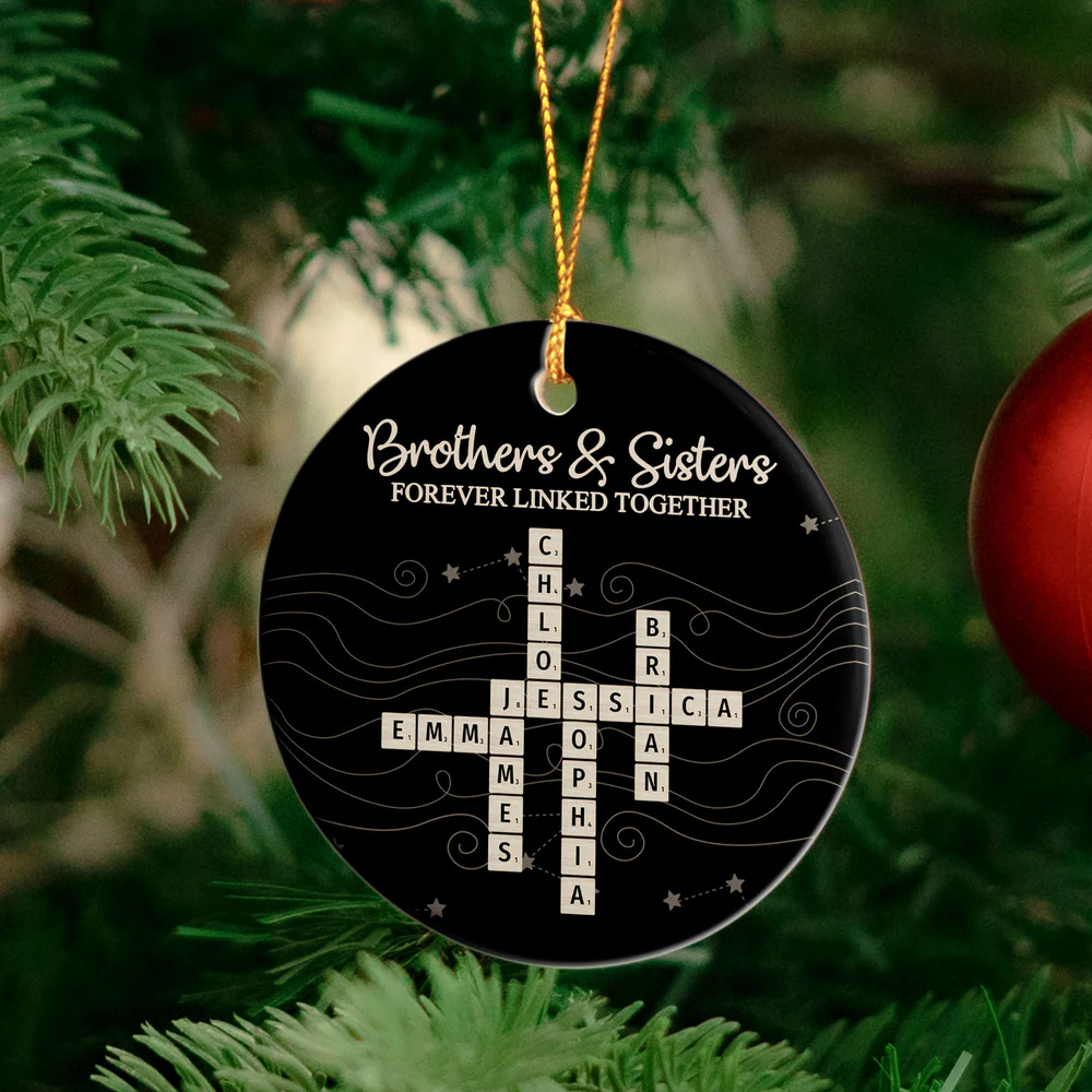 Brothers & Sisters Forever Linked Together New Version - Personalized Acrylic Ornament