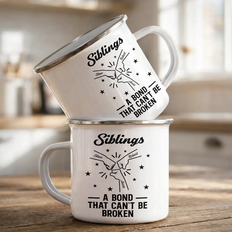 Brothers A Bond That Can't Be Broken - Personalized Enamel Mug