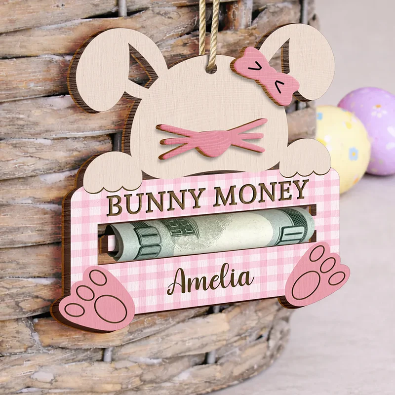 Bunny Money Holder - Personalized 2-Layered Wooden Ornament