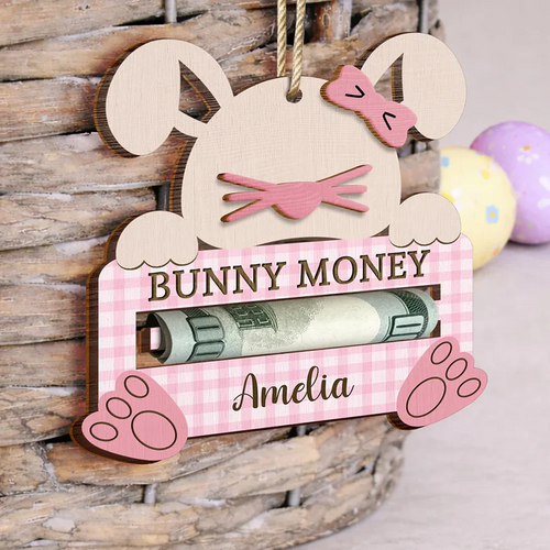 Bunny Money Holder - Personalized 2-Layered Wooden Ornament