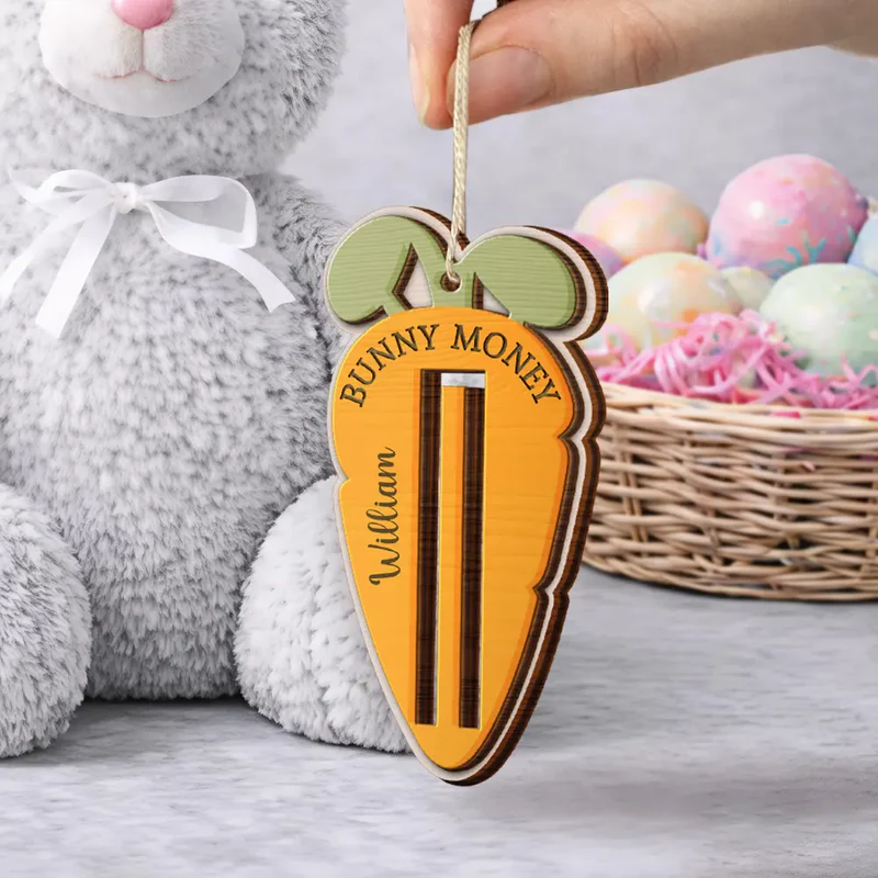 Bunny Money Holder - Personalized 2-Layered Wooden Ornament