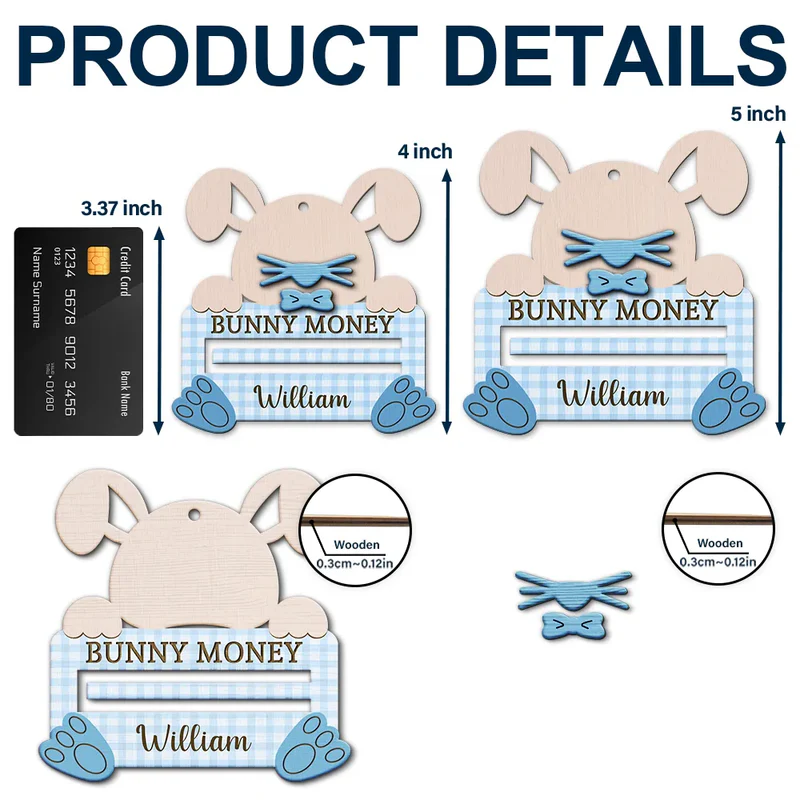Bunny Money Holder - Personalized 2-Layered Wooden Ornament