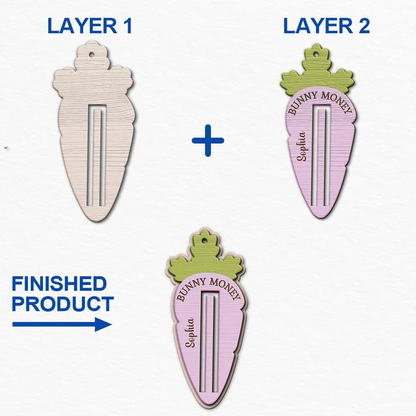 Bunny Money Holder - Personalized 2-Layered Wooden Ornament