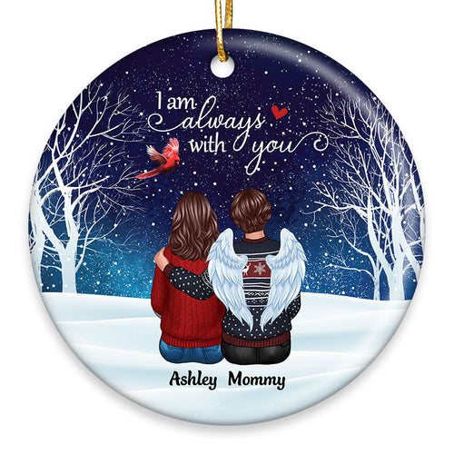 Cardinal Always With You Memorial Snow Personalized Circle Ornament