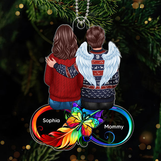 Family Memorial Sitting On Infinity Personalized Custom Shape Acrylic Ornament