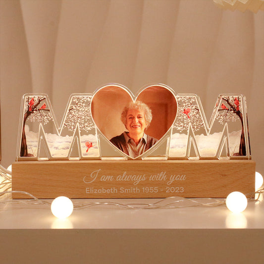 I'm Always With You, Memorial Sympathy Gift, Photo Personalized LED Night Light