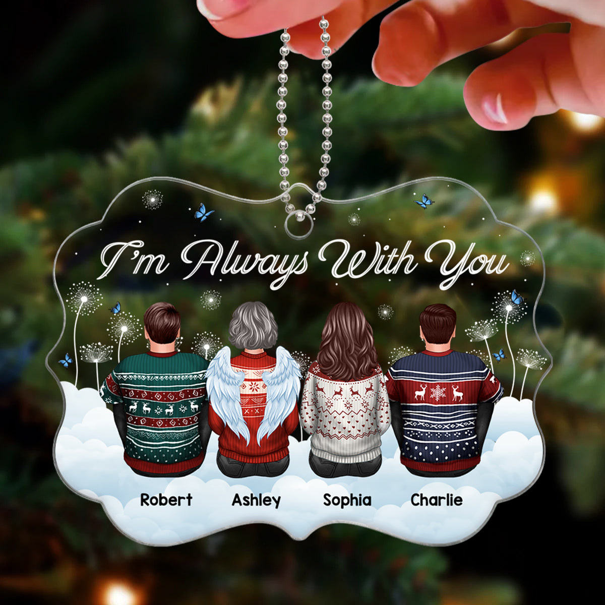 Always With You Memorial Dandelion Cloud Personalized Acrylic Ornament