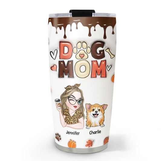 Mom Of Dogs Fall Season - Personalized Custom 3D Inflated Effect Tumbler