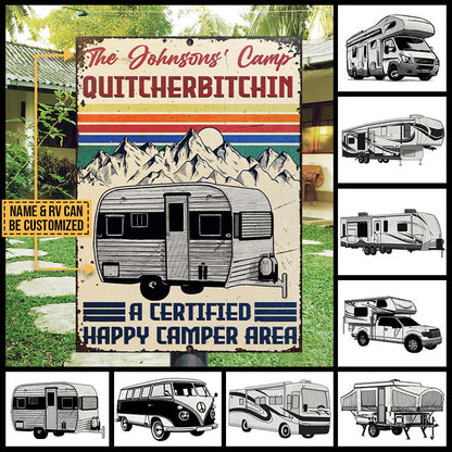 Camping Quitcherbitchin Happy Camper Area Custom Classic Metal Signs, Camper Van, Outdoor Camping Decor