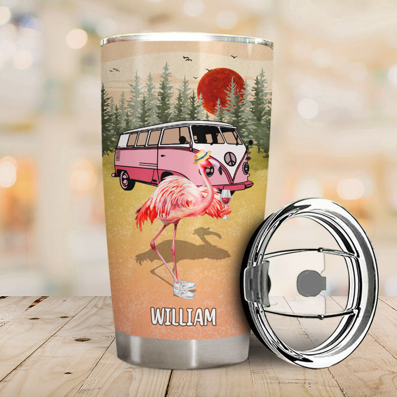 Camping Flamingo Grown Up To Be Super Sexy Custom Tumbler, Best Friend Camping Gift, BFF Gift, Campsite