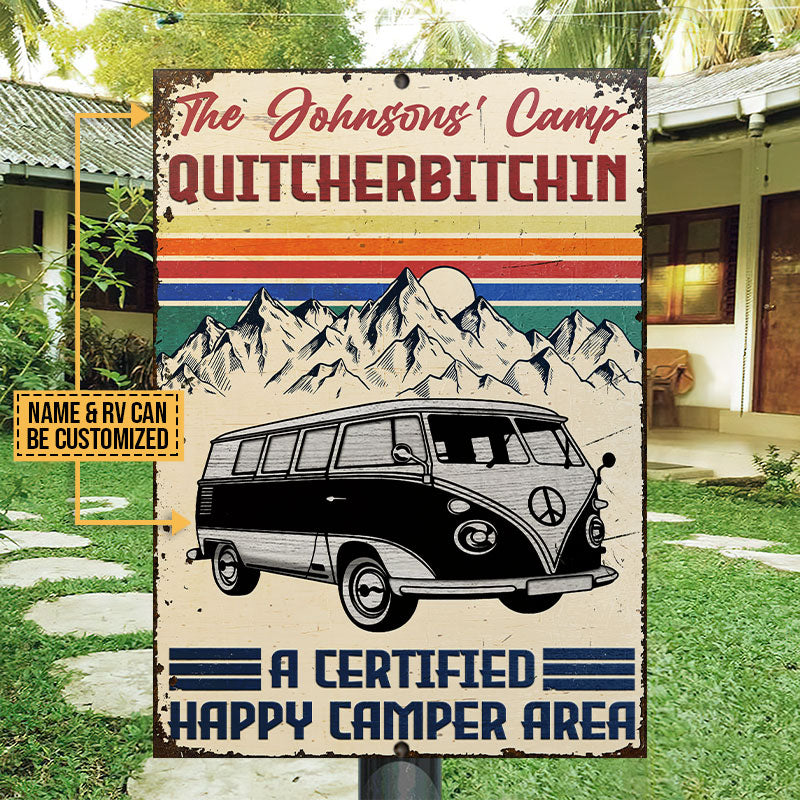 Camping Quitcherbitchin Happy Camper Area Custom Classic Metal Signs, Camper Van, Outdoor Camping Decor