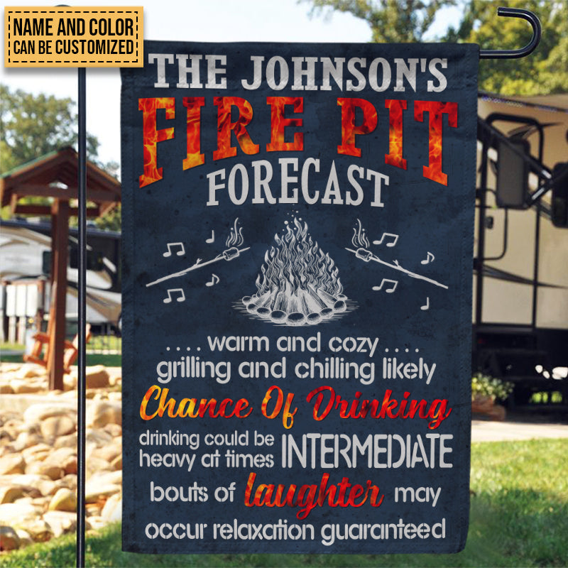 Camping Fire Pit Forecast Chance Of Drinking Custom Flag, Fire Pit Decoration, Camping Outdoor Decor