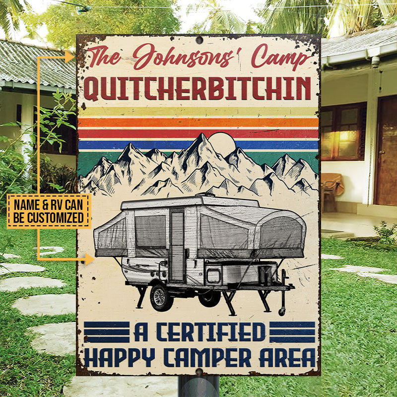 Camping Quitcherbitchin Happy Camper Area Custom Classic Metal Signs, Camper Van, Outdoor Camping Decor