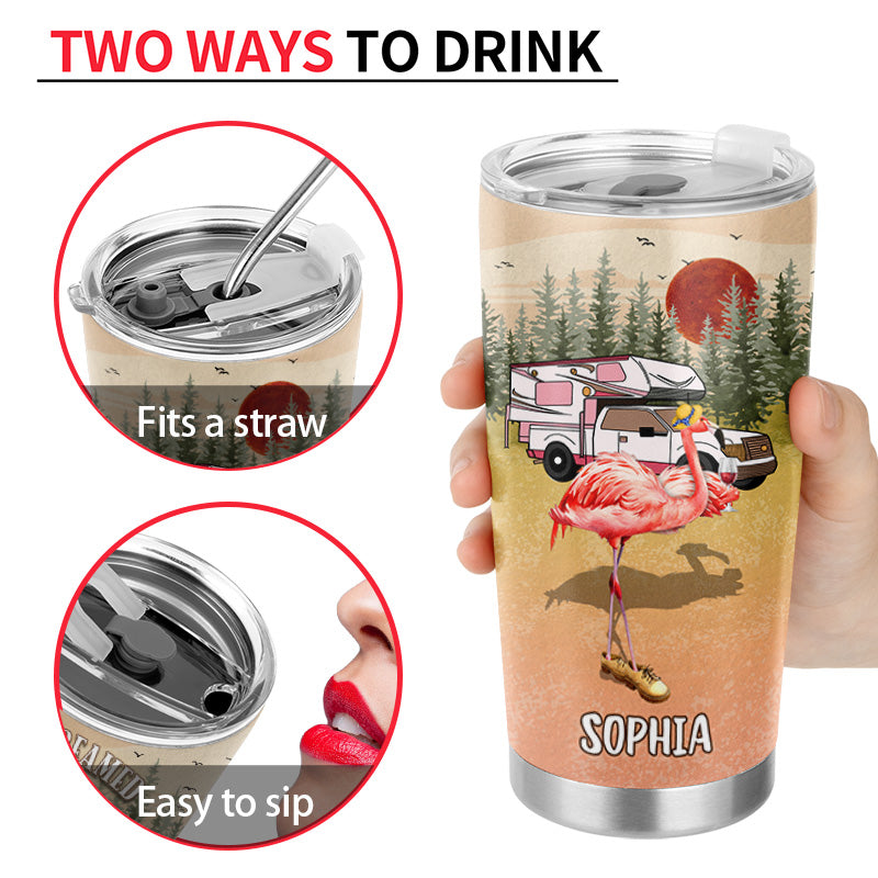 Camping Flamingo Grown Up To Be Super Sexy Custom Tumbler, Best Friend Camping Gift, BFF Gift, Campsite