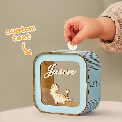 Custom Wooden Piggy Bank with Name Personalized Coin Name Bank Money Box Nursery Decoration