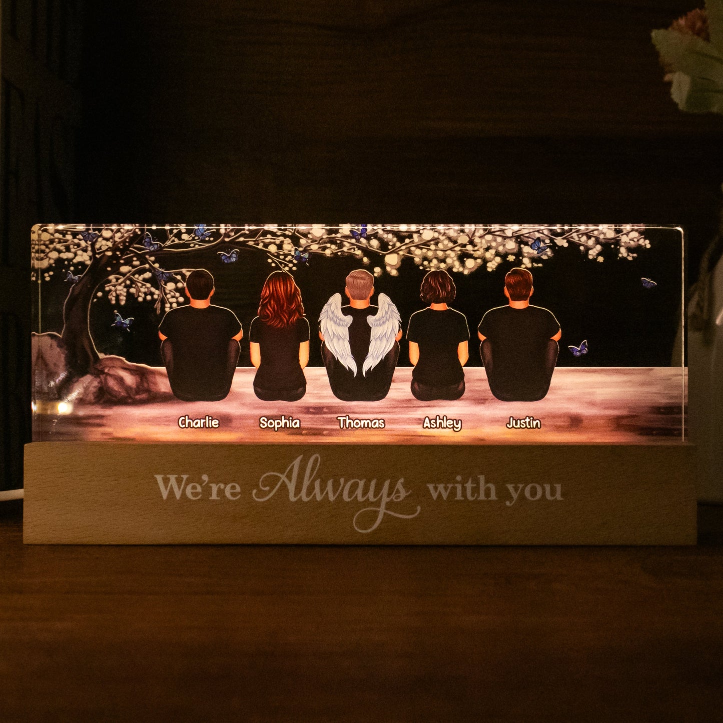 Blossom Tree Always With You Whole Family Memorial Remembrance Gift Personalized Acrylic LED Night Light
