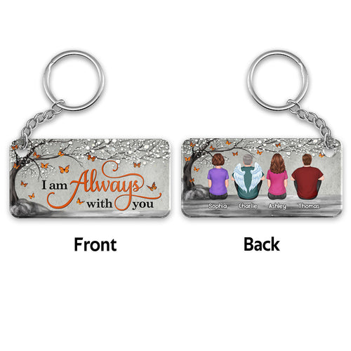 Orange Butterflies Blossom Tree Always With You Whole Family Memorial Remembrance Gift Personalized Acrylic Keychain