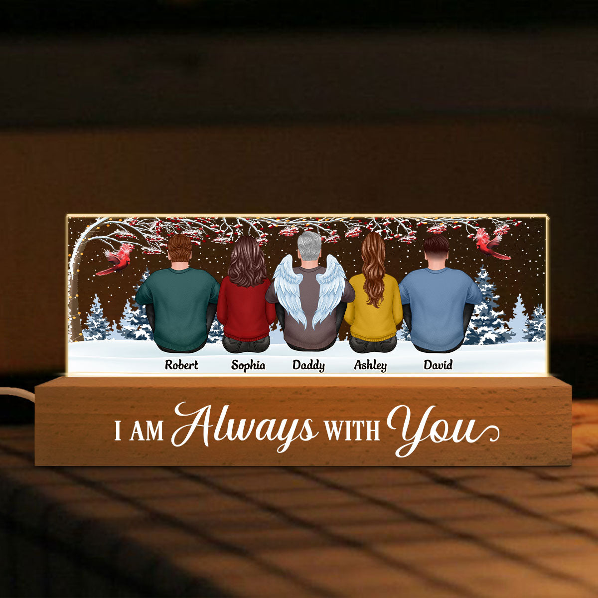 Always With You Berry Tree Memorial Remembrance Sympathy Gift Personalized Acrylic Block LED Night Light