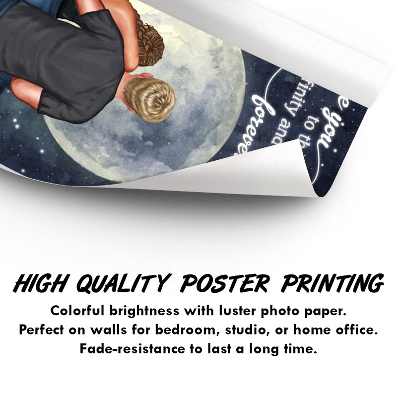 I Love You To The Moon Night Couple Wall Art - Anniversary Gift - Personalized Custom Poster