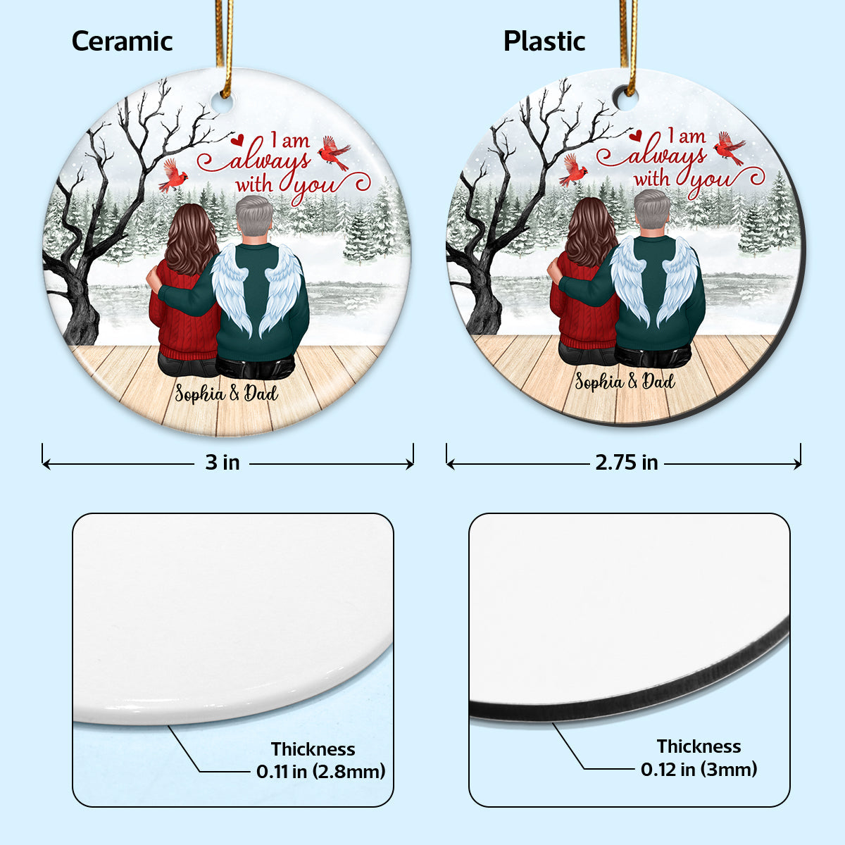 Always With You Dry Tree And Wood Brigde Memorial Gifts Personalized Circle Ornament