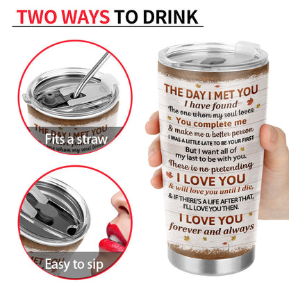 Cowboy Couple The Day I Met You Custom Tumbler, Personalized Horse Couple Tumbler, Couple Gift