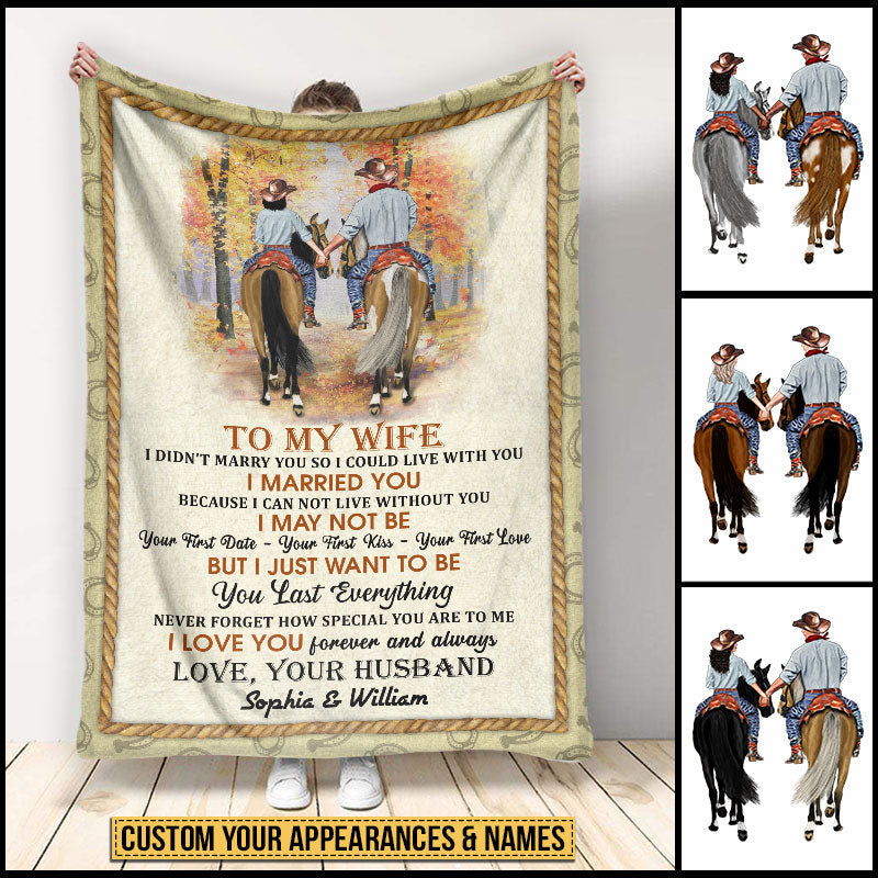 Cowboy Couple I Love You Forever And Always Custom Blanket, Personalized Horse Couple Blanket, Couple Gift