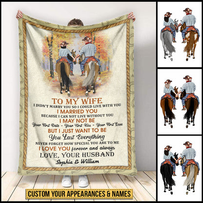 Cowboy Couple I Love You Forever And Always Custom Blanket, Personalized Horse Couple Blanket, Couple Gift