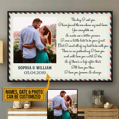 Custom Photo Couple Husband Wife The Day I Met Postcard Photo Gift Custom Poster, Wall Pictures, Wall Art, Wall Decor