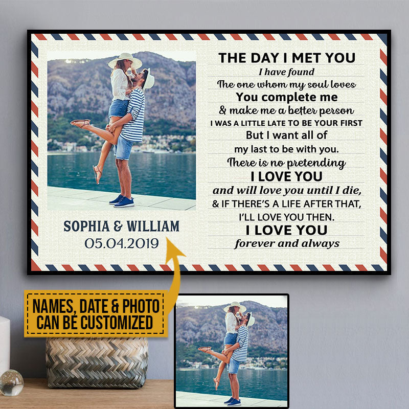 Custom Photo Couple Husband Wife The Day I Met You Postcard Photo Gift Custom Poster, Wall Pictures, Wall Art, Wall Decor