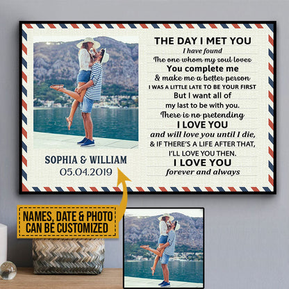 Custom Photo Couple Husband Wife The Day I Met You Postcard Photo Gift Custom Poster, Wall Pictures, Wall Art, Wall Decor