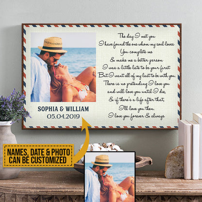 Custom Photo Couple Husband Wife The Day I Met Postcard Photo Gift Custom Poster, Wall Pictures, Wall Art, Wall Decor