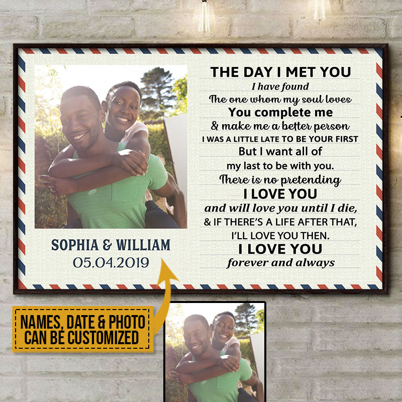 Custom Photo Couple Husband Wife The Day I Met You Postcard Photo Gift Custom Poster, Wall Pictures, Wall Art, Wall Decor