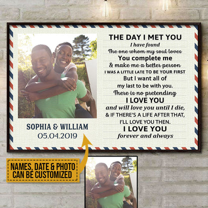 Custom Photo Couple Husband Wife The Day I Met You Postcard Photo Gift Custom Poster, Wall Pictures, Wall Art, Wall Decor