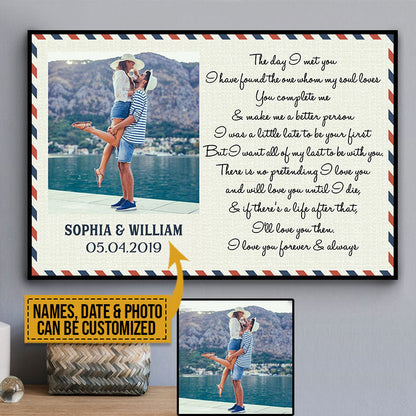 Custom Photo Couple Husband Wife The Day I Met Postcard Photo Gift Custom Poster, Wall Pictures, Wall Art, Wall Decor