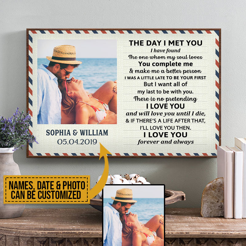 Custom Photo Couple Husband Wife The Day I Met You Postcard Photo Gift Custom Poster, Wall Pictures, Wall Art, Wall Decor