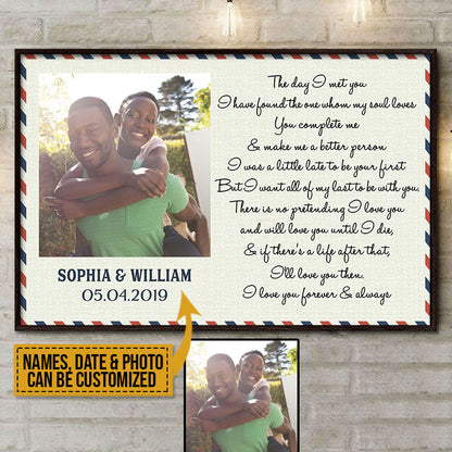 Custom Photo Couple Husband Wife The Day I Met Postcard Photo Gift Custom Poster, Wall Pictures, Wall Art, Wall Decor