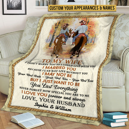 Cowboy Couple I Love You Forever And Always Custom Blanket, Personalized Horse Couple Blanket, Couple Gift
