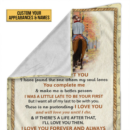 Cowboy Couple The Day I Met You Custom Blanket, Personalized Horse Couple Blanket, Couple Gift