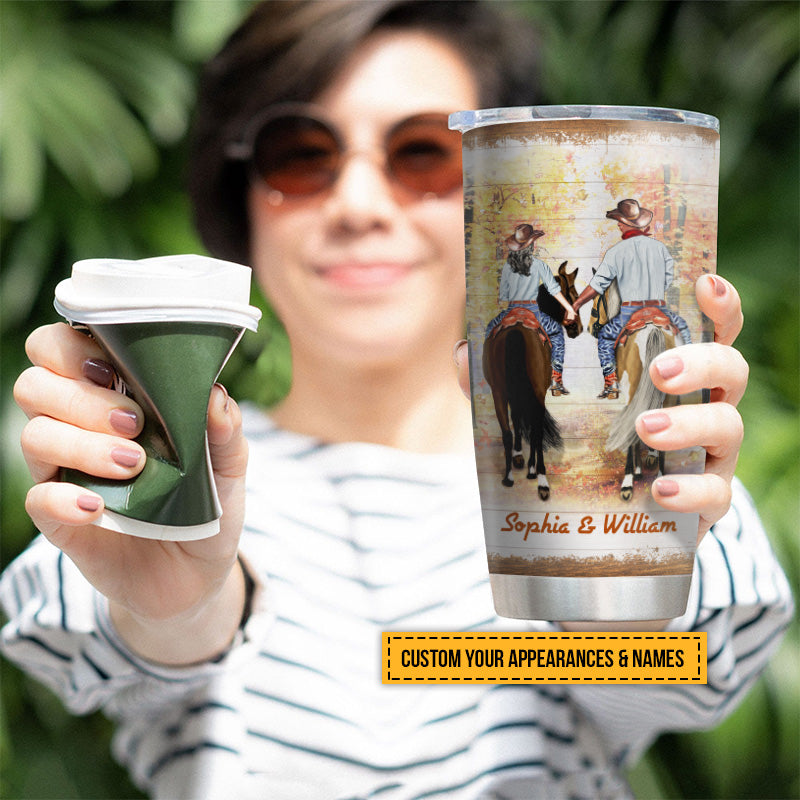 Cowboy Couple The Day I Met You Custom Tumbler, Personalized Horse Couple Tumbler, Couple Gift