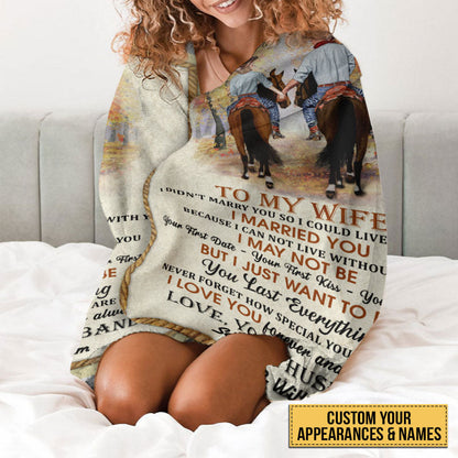 Cowboy Couple I Love You Forever And Always Custom Blanket, Personalized Horse Couple Blanket, Couple Gift