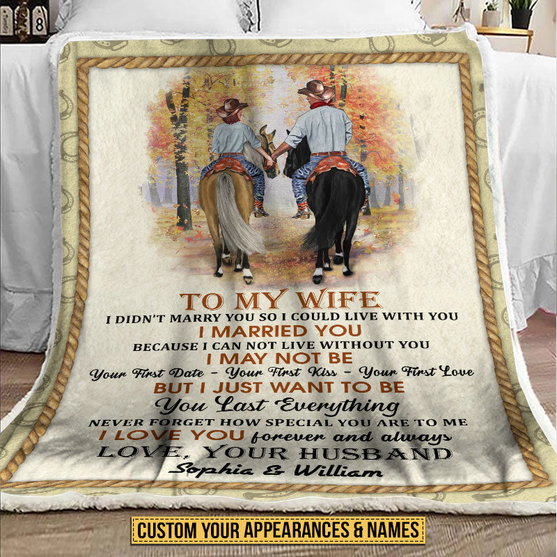 Cowboy Couple I Love You Forever And Always Custom Blanket, Personalized Horse Couple Blanket, Couple Gift