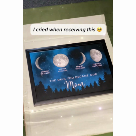 Galaxy Night Custom Birthday Moon Phase The Days You Became Our Mom Personalized Poster, Heartfelt 2025 Mother's Day Gift For Mom