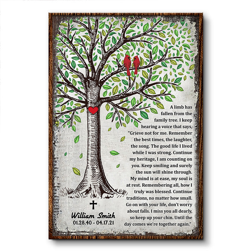 Grieve Not For Me Family Sympathy -  Memorial Gift - Personalized Custom Poster