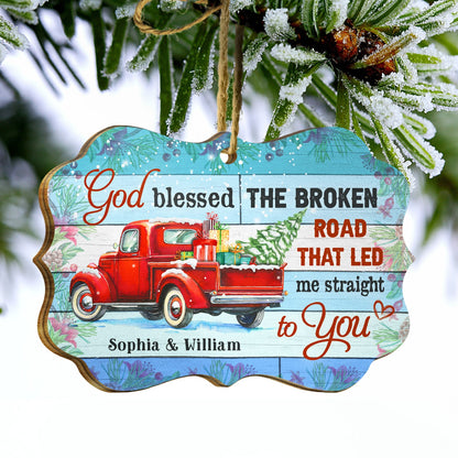 God Blessed The Broken Road Couple - Christmas Gift - Personalized Wooden Ornament