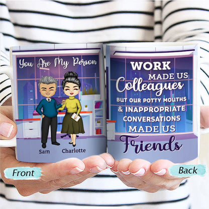 Work Made Us Colleagues Friends - BFF Bestie Gift - Personalized Custom White Edge-to-Edge Mug