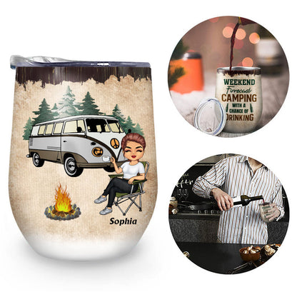 Weekend Forecast A Chance Of Drinking Camping - Personalized Custom Wine Tumbler