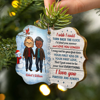 Christmas Couple Turn Back The Clock - Christmas Gift For Couple - Personalized Wooden Ornament