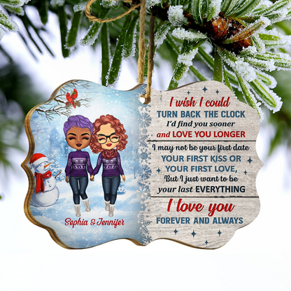 Christmas Couple Turn Back The Clock - Christmas Gift For Couple - Personalized Wooden Ornament